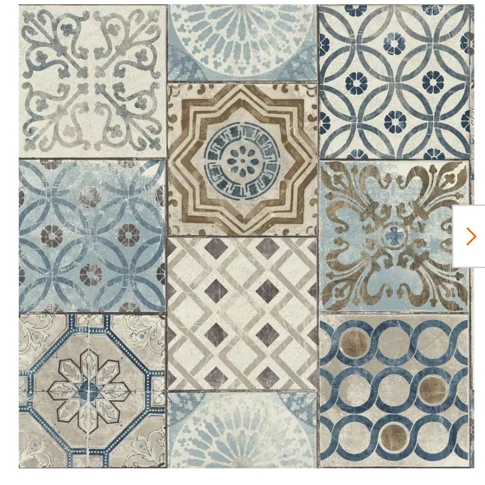 Nextwall Moroccan Tile Blue Geometric Vinyl Peel & Stick Wallpaper Roll